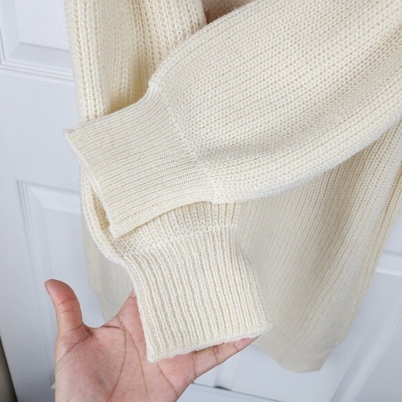 SO Turtleneck Knit Dress Sweater Ivory Pink Oversized Size M - Picture 9 of 15